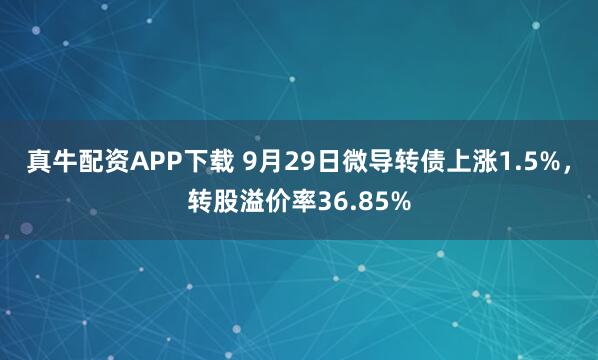 真牛配资APP下载 9月29日微导转债上涨1.5%，转股溢价率36.85%